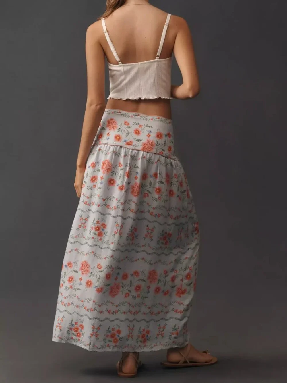 SAYLOR from ANTHROPOLOGIE Tashi Linen Floral Print Maxi Skirt SMALL NWT